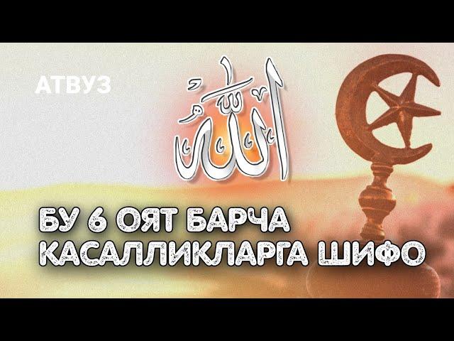 Бу 6 Оят Барча Касаллик Учун Шифо! Барча Касаллик учун Аллоҳнинг Тухфаси!