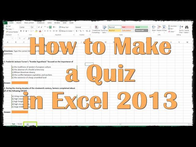 How to Make a Quiz in Excel 2013