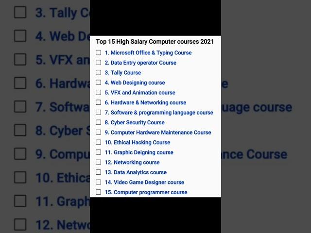 Top 15 High Salary computer courses | 2021