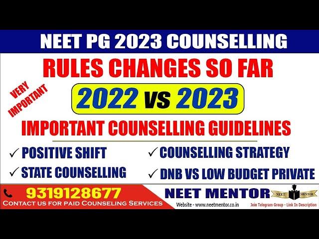 NEET PG 2023  Important Counseling Guidelines Rules changes in 2023 DNB Low Budget Private College