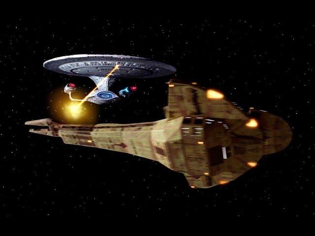 Star Trek: The Next Generation - Season 4 Episode 12 "The Wounded" - Galor class vs Galaxy Class