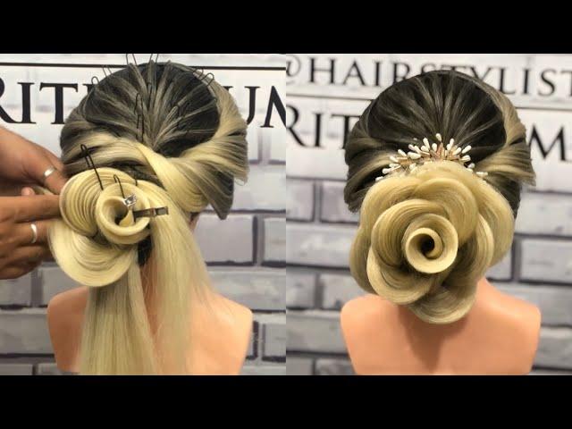 LATEST ROSE BUN / STEP BY STEP HAIRSTYLE TUTORIAL / WEDDING HAIRSTYLE 2021