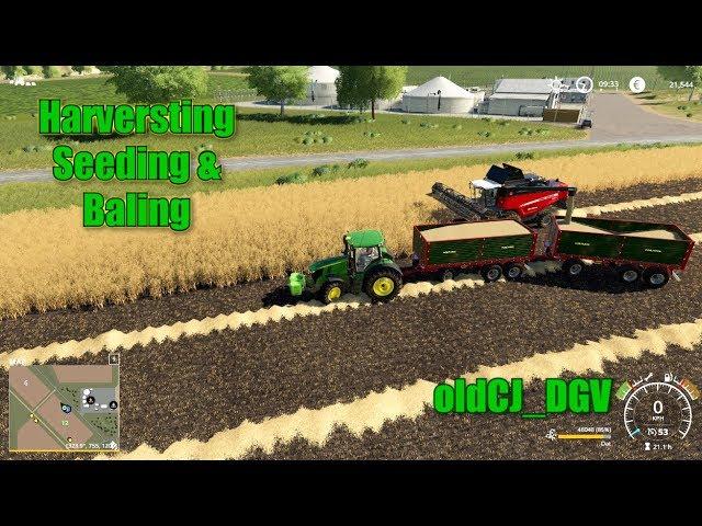 FS19 Timelapse Harvesting,seeding and baling!-Start from scratch Ep.9(fs19)