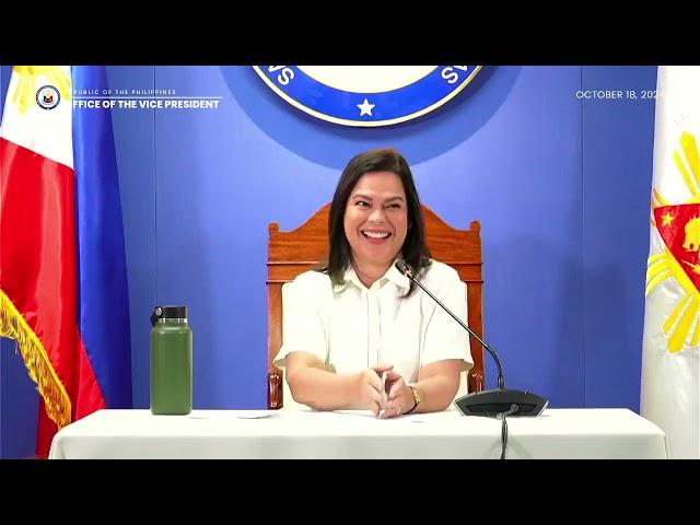 Press Briefing of Vice President Inday Sara Duterte at the OVP Central Office October 18, 2024.