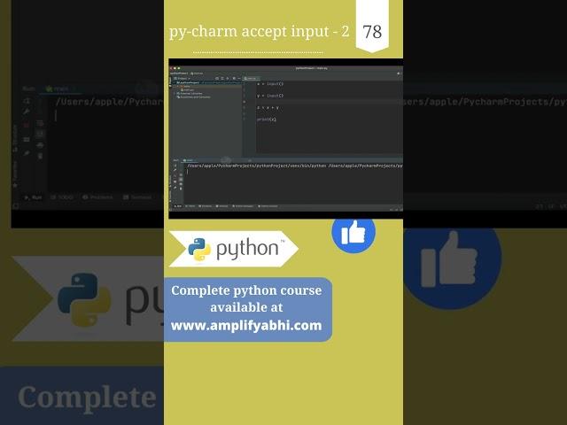 Python - pycharm Get Started | add two numbers part -2 | #shorts  #amplifyabhi | py 78