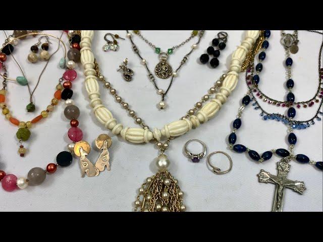 23 lbs Shop Goodwill Jewelry Unboxing! Huge Jewelry Haul Part 3! Vintage, Silver, And Gold!