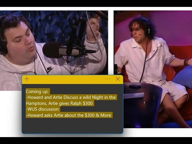 Ralph Vs Artie: The Hamptons/$300 SAGA!  Howard Stern HTVOD