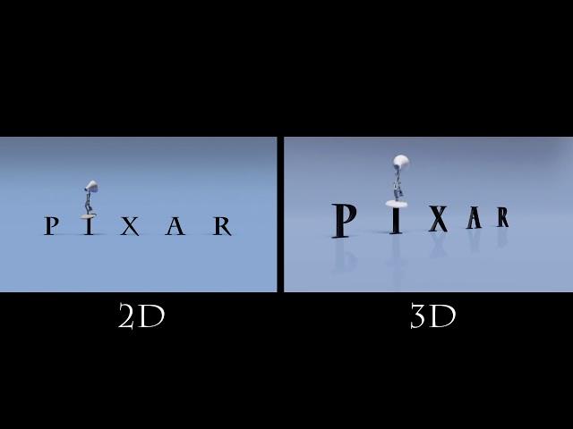 Pixar Animation Studios Logo Comparison (2D and 3D)