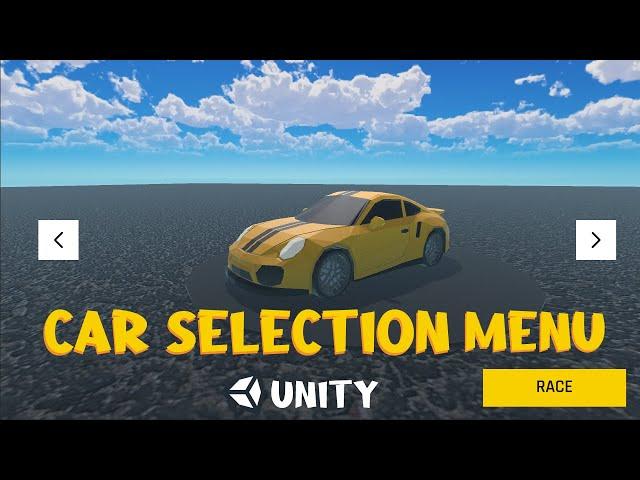 How to make a Selection Menu in unity : Car Selection Menu for Racing Games | Unity Tutorial