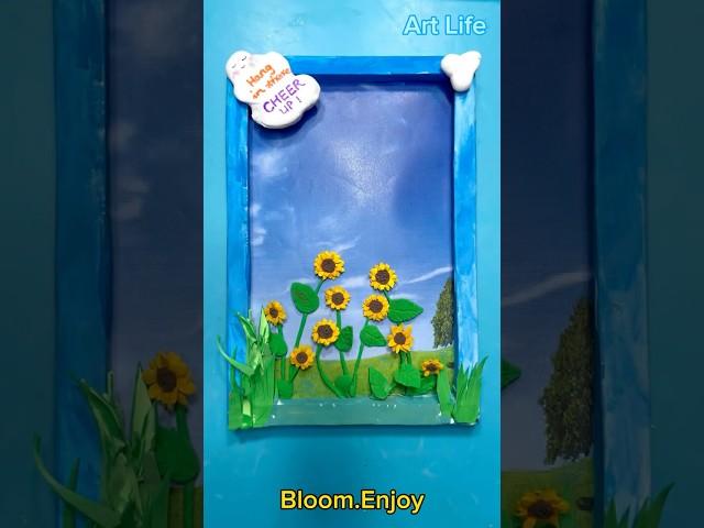 Making a Clay Sunflower Frame to Cheer Up a Friend  |  #diy  #papercraft #craft #shorts