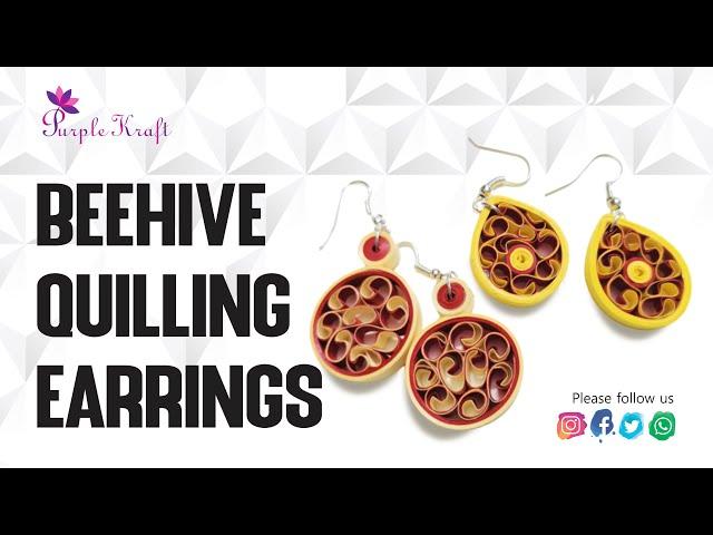 How to make beehive quilling earrings | Paper earrings | Paper quilling #Purple Kraft