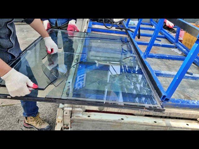 현장에서 깨진 복층(2중)유리 수리해서 시공하기 //Repair and construct the broken double-layer glass at the site.