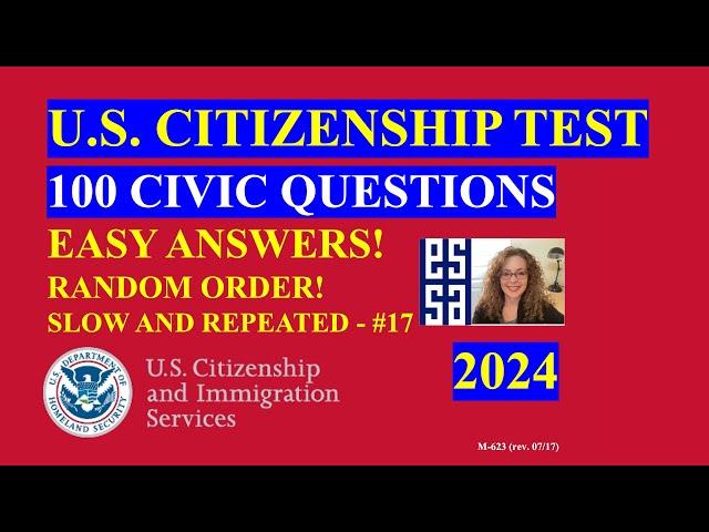 Citizen Questions and Answers 2024 (EASY Answer, Slow and Repeated)