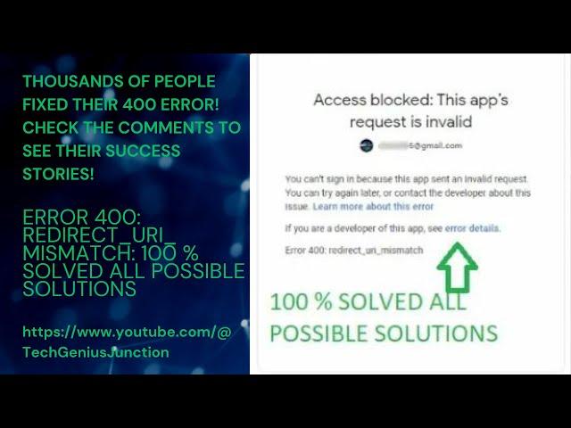 OAuth 2.0 and Google APIs: Troubleshooting 400 Error Due to Redirect URI Mismatch