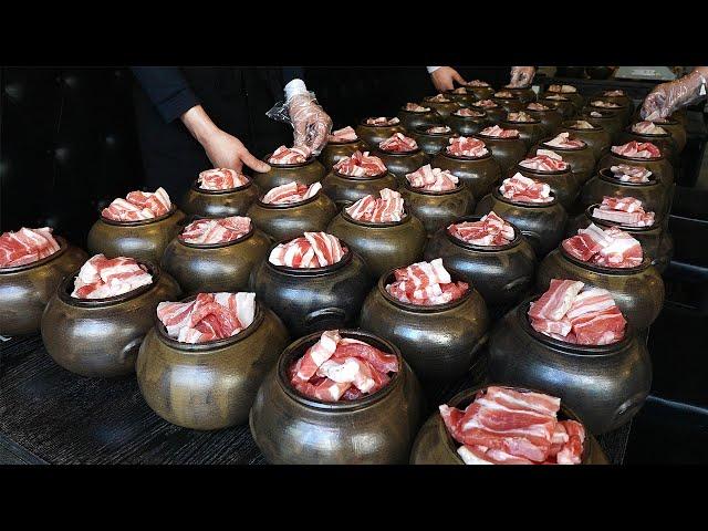 The secret of amazing taste?! Pork belly with soybean paste in a breathing Jar / Korean street food