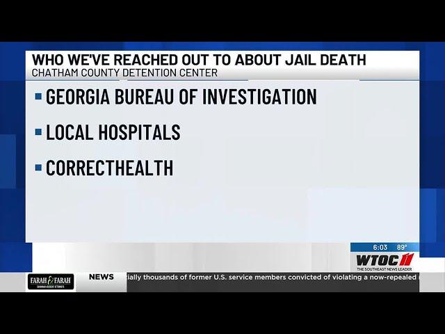 GBI continues to investigate a death of an inmate at the Chatham County Jail