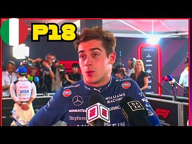 Declaraciones De Franco Colapinto Tras Ser Eliminado En Q1 | Clasificación Monza F1 2024