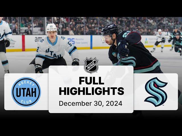 NHL Highlights | Utah Hockey Club vs. Kraken | December 30, 2024