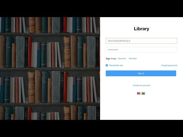 Build a Library web application with Vue JS, Node JS, and SQL or MongoDB using ScaffoldHub