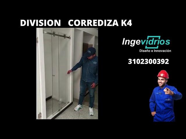 DIVISIONES DE BAÑO EN VIDRIO TEMPLADO EN BOGOTA SISTEMA IMPORTADO CORREDIZA K4-INGEVIDRIOS