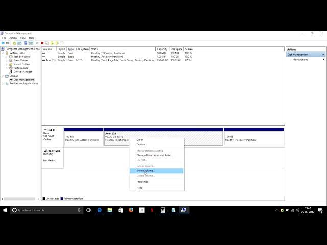 How to Shrink C Drive Volume or Create Hard Disk Partition in Windows 10