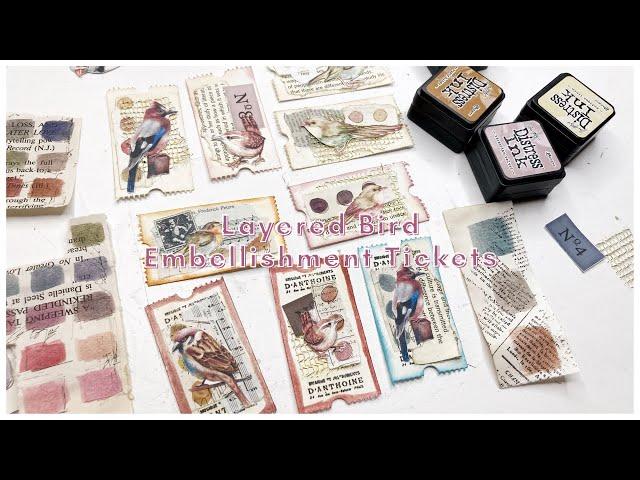 15 Days of Paper Projects | Making Layered Bird Embellishment Tickets | Vintage Ephemera (Day 2)