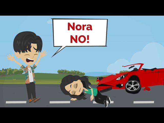 Nora CRASHED! | Easy English conversation practice | Nora English