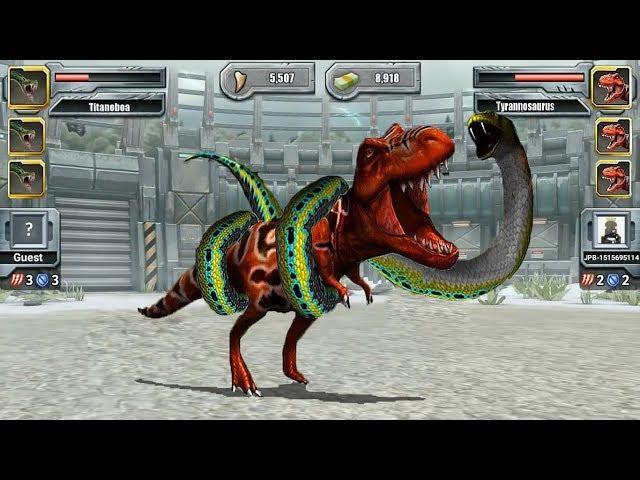 TYRANNOSAURUS REX VS TITANOBOA - GLACIER TOURNAMENT || JURASSIC PARK BUILDER | ANDROID GAMEPLAY