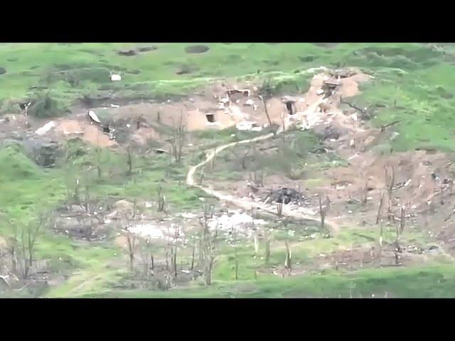 Underground fortified area of the Ukrainian army, drone video