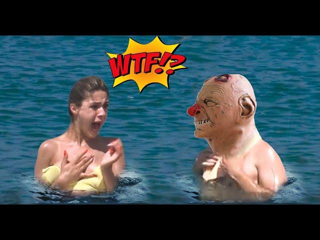 SCARY Halloween BEACH PRANK - Monsters in the water prank #Halloween  #Prank