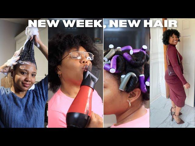 HOW TO: Natural Hair Wash Day + Blow Out + Flexi Rod Set Transformation. *new week, new hair*