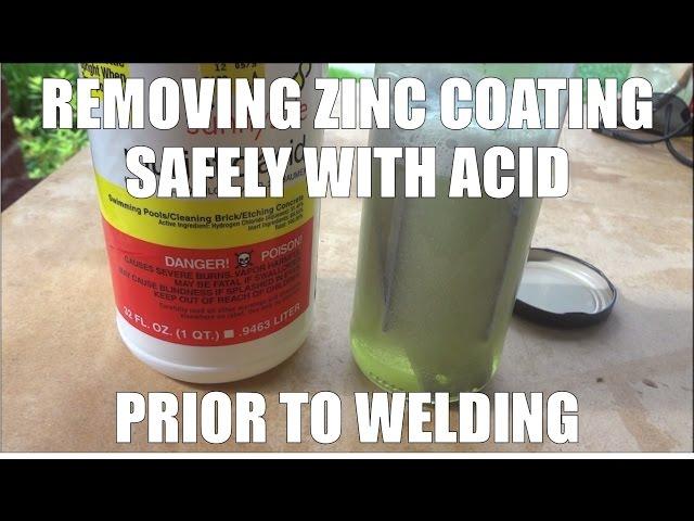 Removing zinc coating with acid from a plated metal for welding