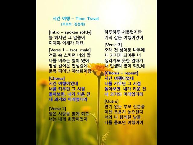 시간 여행: Time Travel - Trot #인생길 #야생화 #희망 #부모신분증 #자식 #이해 #감사 #위로 #트로트