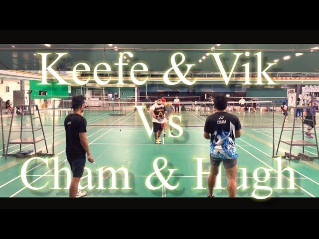 Cham & Hugh vs Keefe & Vik | Happy Hitters Badminton Match | BTravels23