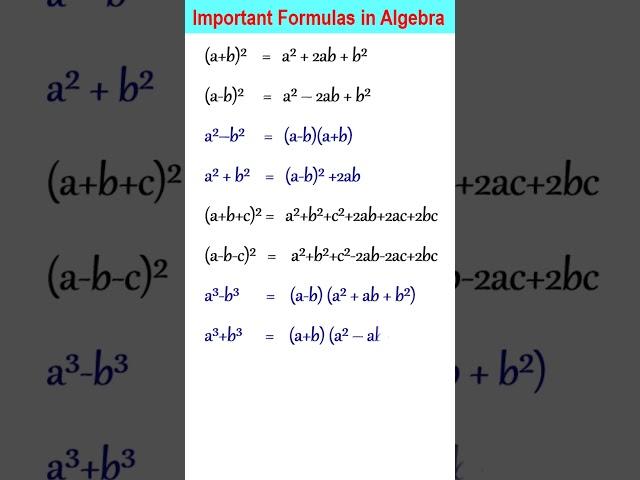 Algebra Formulas | Basic Algebraic Formulas