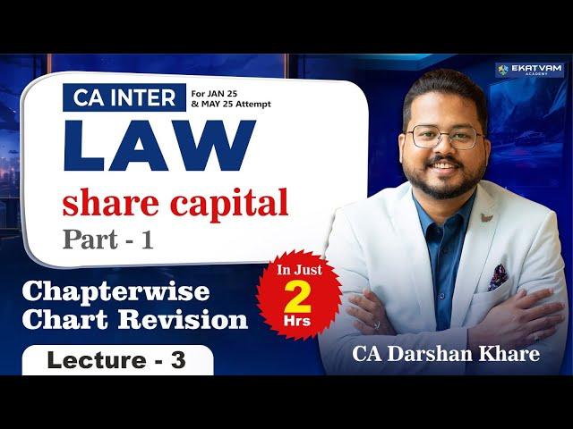 CA Inter Law Chapters Wise Chart Revision Lect 3 | Jan 25 & May 25: share capital part 1