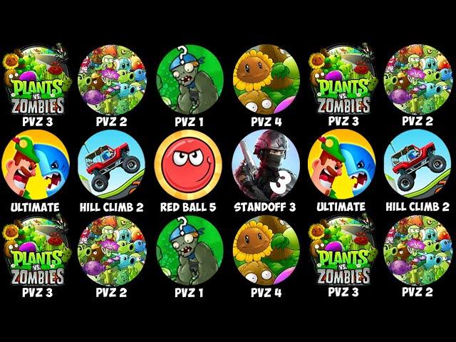 Plants VS Zombie 3, Going Balls, Red Ball 5, Hill Climb 2, Plant VS Zombie 4, Standoff 2, Standoff 2