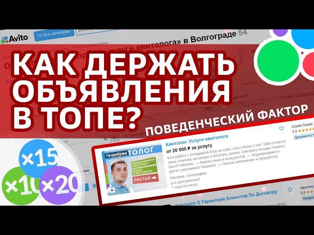 Авито. Как держать объявления в топе? Как быть выше конкурентов в выдаче? Поведенческий фактор