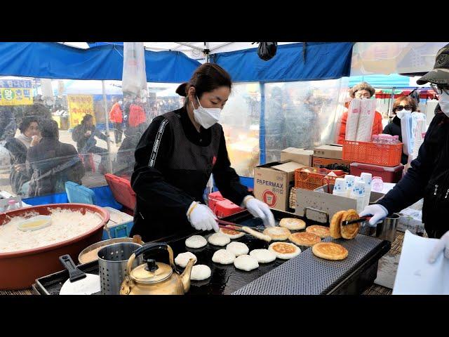 Korean food hotteok master / fast and accurate technique, Korean street food