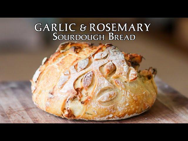 (Easy) ROASTED GARLIC & ROSEMARY *Sourdough Bread* #sourdough #sourdoughbread