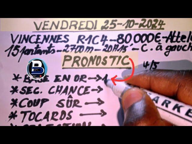 PRONOSTIC PMU QUINTÉ DU VENDREDI 25/10/2024