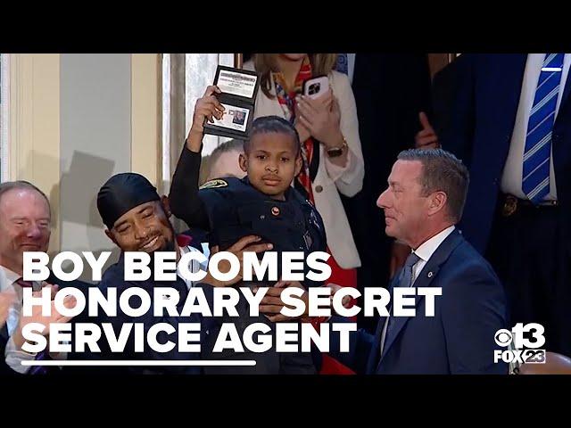 Trump makes 13-year-old cancer survivor Secret Service agent at Congress speech