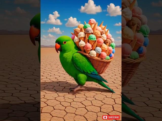The parrot plants an ice cream tree for its children and brings ice cream from it  #ai  #parrot
