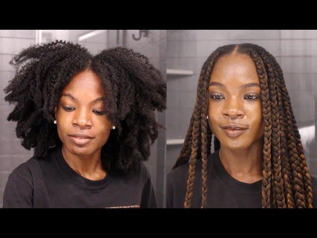 HOW TO DO LARGE KNOTLESS BOX BRAIDS ON YOURSELF STEP BY STEP FOR BEGINNERS