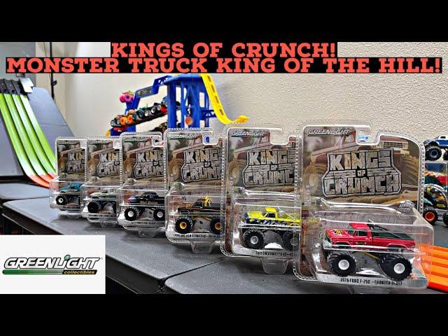 GREENLIGHT KINGS OF CRUNCH MONSTER TRUCKS! | MONSTER TRUCK KING OF THE HILL #diecastracing