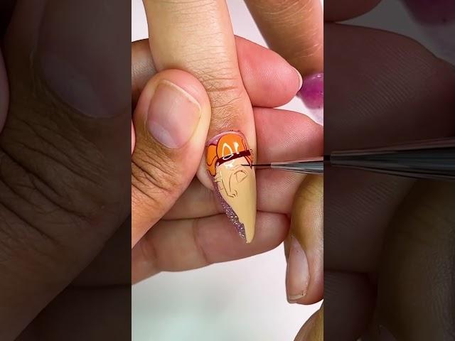 HOW TO draw Disney’s HERCULES & MEG on nails  #disneynails #pinknailart #nailtutorial