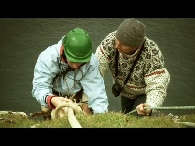 Faroe Islands rappelling in Sandoy