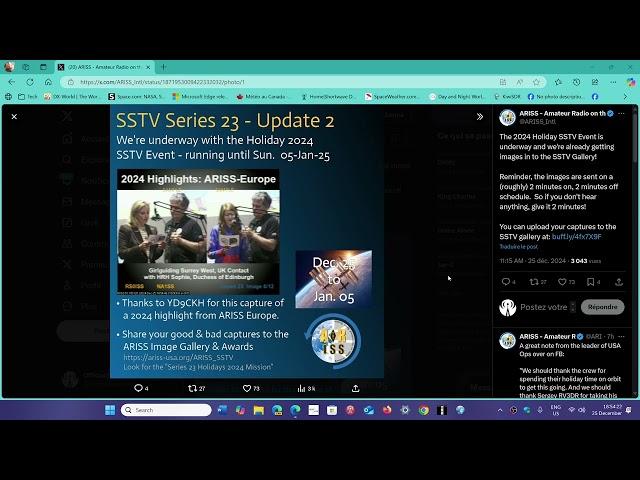 International Space Station SSTV event until Jan 5th 2025 145.800 MHz