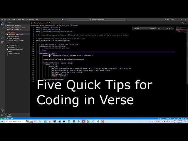 Five Quick Tips for Coding in the Verse Programming Language