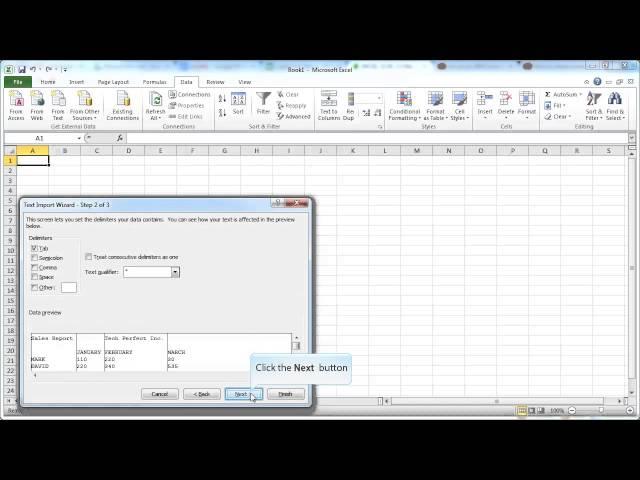 ms excel 2010 how to import data from a text file into a worksheet in excel 2010 demo